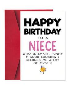 1PC Humorous Birthday Greeting Card For Niece With Envelope - Printed With "Happy Birthday Niece" Design - Perfect Favorite Choice For Aunts & Uncles - Multicolor - View 1