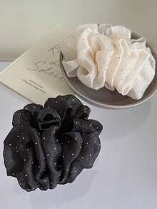 1 件优雅面料分层蝴蝶结发夹，淑女高端时尚配饰，适合日常穿着、通勤、学校、轻商务、约会、街头拍摄，凸显女性魅力发饰时尚发夹秋冬度假装女士 - 黑色 - 查看 10