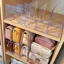 Luxury Handbag Storage Rack - Transparent Plastic Organizer With Multiple Compartments For Purse Display, Wardrobe Divider Shelf, Portable & Independent, Ideal For Home Or Retail Use, Accessory Organization | Sleek Organizer | Plastic, Handbag Organizer, Purse Organizer, Purse Storage, Mounted Closet Systems Transparent Storage Rack Bag Storage Artifact Wardrobe Layered Partition Bag Storage Display Rack Home Space-Saving Storage Shelf