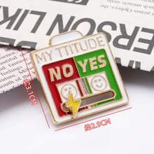 1 pieza Broche deslizante que cambia de humor para mujeres - Broche de expresión divertida MI ACTITUD, insignia de aleación ajustable para regalo