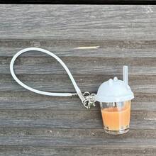 微型树脂DIY装饰珍珠奶茶杯，配件毛绒公仔，带猫耳吸管的仿珍珠奶茶杯，娃娃屋微型仿真珍珠奶茶杯，场景配件，学习奖励，娃娃屋装饰，派对礼物，随机颜色奶油色树脂钥匙扣吊坠 - 彩色 - 查看 15