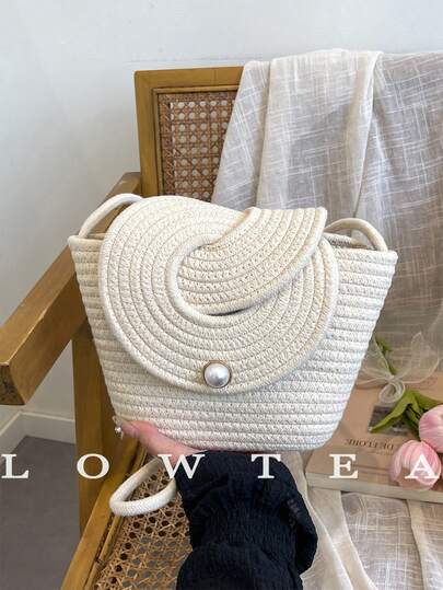 low tea 1 pieza Bolso de hombro de unicolor de tela de PU CHAIKA & KILTER, bolso de hombro de moda vintage tejido, cierre a presión, correa ajustable para el hombro o cruzado, adecuado para uso diario y al aire libre