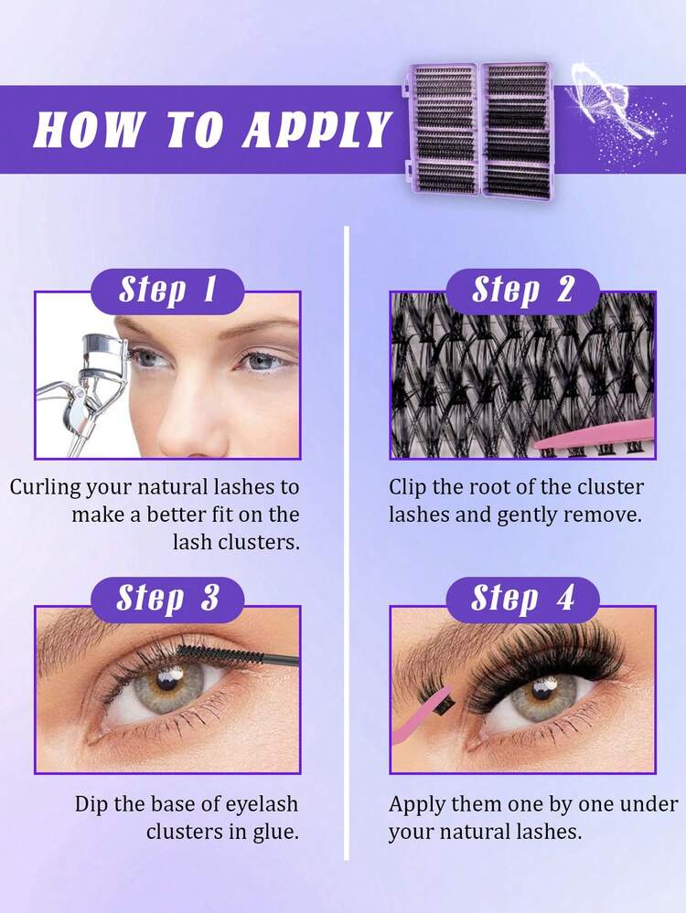 800 piezas Kit de extensión de pestañas, Set de extensión de pestañas DIY, Racimos de pestañas individuales, Rizo D, El set de racimos de pestañas incluye pegamento para pestañas, removedor y pincel aplicador, fácil de usar en casa (30D-40D-50D+60D+80D+100D). Set de racimos de pestañas, adecuado para viajes, uso diario (principiante), boda, cita, fiesta, vacaciones, también excelente como set de pestañas para Navidad/Halloween/regalo. - Negro - Añade 7