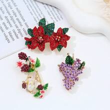 1 件优雅奢华花卉胸针、创意可爱葡萄翻领别针、时尚开衫夹，防止衣柜故障 - 全部由人造珍珠合金制成，带有充满活力的经典时尚领章，适合派对、婚礼和学校休闲背包 - 彩色 - 查看 6