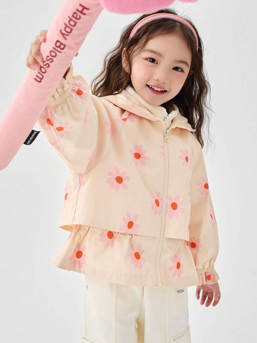 Balabala 女童软壳夹克套装 2025 连帽风衣两件套