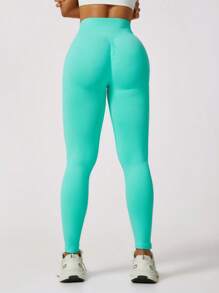 Leggings fitness con vita a V senza cuciture ed elastici, collant modellanti per controllo addominale, adatti per corsa e allenamento, primavera/estate