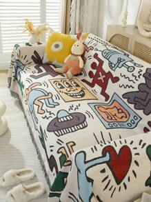 1 pieza Manta de picnic de jacquard para exteriores, Esterilla para acampar, Esterilla portátil para el suelo, Almohadilla para el césped, Mantel multiuso, Manta para autocaravana, Funda para sofá, Manta para siesta, Funda reversible de cuatro estaciones para sofá