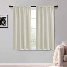Local Delivery Black Blackout Curtains 63 Inch Length, Room Darkening Thermal Insulated Noise-Reducing Black Out Curtains For Bedroom Living Room Windows, Back Tab Rod Pocket, W52 X L63 Inches, 2 Panels - Beige - View 11
