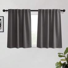 Local Delivery Black Blackout Curtains 63 Inch Length, Room Darkening Thermal Insulated Noise-Reducing Black Out Curtains For Bedroom Living Room Windows, Back Tab Rod Pocket, W52 X L63 Inches, 2 Panels - 灰色 - 查看 8