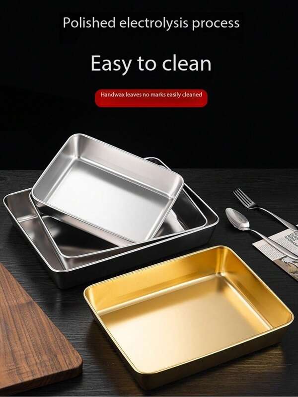 Stainless Steel Cake Baking Tray, Multiple Sizes To Choose From, Thickened Food Baking Tray With Lid, Tiramisu Cake Baking Tray, Anti- And Wear-Resistant Baking Tray, One-Piece Molding Easy To Clean, 1 Cake Baking Tray