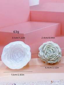 Set de 3 moldes con forma de flor de peonía, tamaños pequeño/mediano/grande - Blanco - Ver 3
