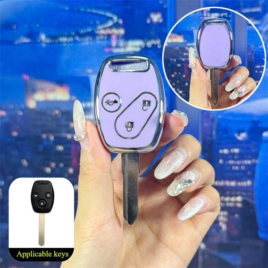 1 Vỏ bảo vệ chìa khóa điều khiển từ xa bằng TPU 2/3 nút, phù hợp với Accord Civic CR-V Pilot Insight Ridgeline, phụ kiện ô tô không cần chìa khóa - Nhiều màu-HHD - Xem 1