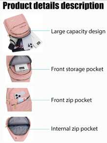 1 PC Women's Crossbody Chest Bag, Women's Wallet, Fashionable Chest Bag, Waterproof And Breathable Fabric, Multiple Storage Spaces, Front Bag, 6 Sizes To Choose From, Suitable For Travel, Work, Shopping - 彩色 - 查看 9