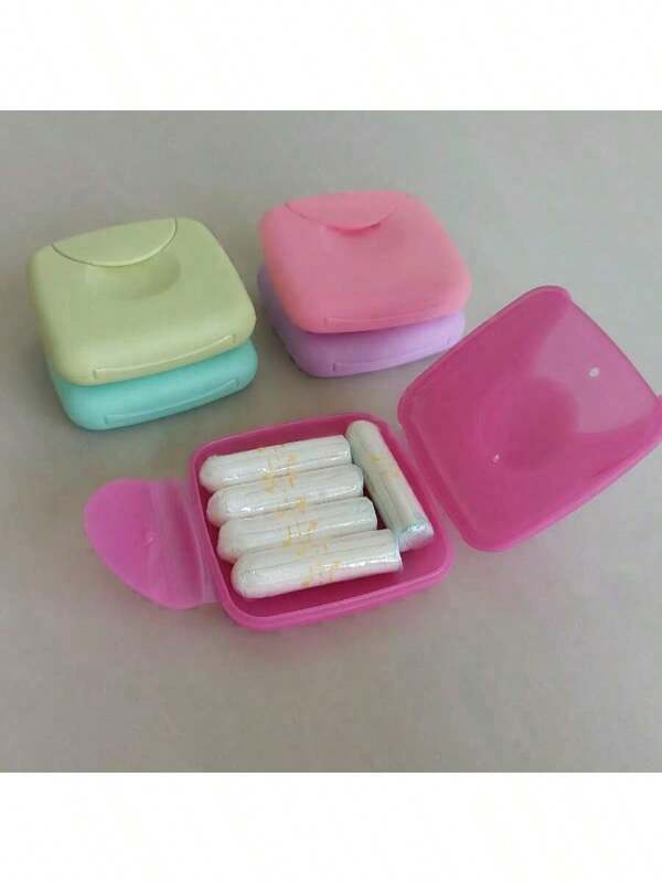 1/2/5PCS Square Sanitary Napkin Storage Box - Locking Snap Cover - Waterproof Plastic Box - Travel Portable - Mini Compact - Ladies' Portable Storage Box - Cute Tube-Shaped Menstrual Pack Small Box - Built-In Sanitary Towel Storage Box - Tube-Shaped Sanitary Napkin Box - Flip Cover With Snap Fastener - Can Only Hold 5*1.2cm Striped Abscess Wisp - Not Suitable For Pouches