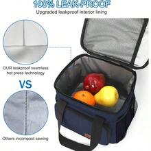 Local Shipping-Femuar Reusable Lunch Box For Men/Women - Insulated Lunch Bag Leakproof Lunchbox For Work Office Picnic Beach - Freezable Lunch Cooler Bag With Adjustable Shoulder Strap - Black - 深藍色 - 查看 4