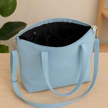Alwy Women Large Tote Bag Shoulder Strap And Crossbody Bag School College Work Office Travel College Simple Fashion - Màu xanh nhạt - Xem 2