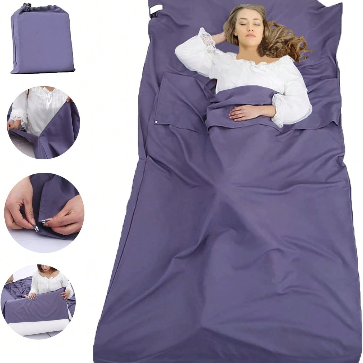 Pieza Saco de dormir ligero de 210cm, saco de dormir portátil para varias personas, sábana para acampar, hotel y viajes
