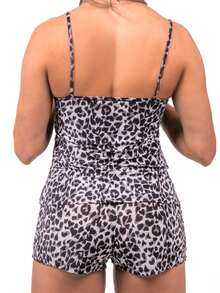 Women's Summer Pajama Set With Thin Straps And Shorts