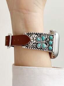 1条波西米亚复古大眼锌合金皮革表带，兼容 38/40/41/42/44/45/49mm，兼容Ultra2/SE/9/8/7/6/5/4/3/2/1系列，女士表带，优雅时尚的女士手表配件，智能手表表带，独特个性风格表带，情人节和母亲节的绝佳礼物 - B款 - 查看 4