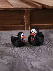 1PC Halloween Mini Screaming Duck, Ghost Duck Model, Dollhouse Accessories, Mini Decorations, Birthday Surprises, Garden Scene Decor, Pranks, Funny Horror Resin Ducks For Halloween