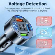 100W 3USB 2Type-C Car Charger Fast Charging PD QC3.0 USB C Car Phone Charger Type C Adapter In Car Compatible With Iphone