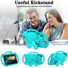 适用于 iPad/三星 Galaxy/Fire/ 的保护壳，带挂绳、支架和手柄，防震软壳 - 薄荷藍 - 查看 6