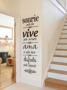 2 件/套黑色创意西班牙贴纸墙贴，乙烯基贴花适用于家庭、浴室、卧室和镜子装饰，适用于客厅书房厨房更衣室休息室大厅走廊办公室墙壁装饰房间装饰墙贴