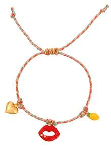 1pc Religion Vacation Style Fashion Colorful Copper Inlaid Synthetic Zirconia Oil Drop Insect Portrait Letters Heart Fruit Shell Cross Watermelon Faux Pearl Braided Bracelet Women Beach Vacation Daily Party Wear Christmas Gift For Friends And Sisters ( Pendant Size: 1cm–2cm) - Colorful - View 20