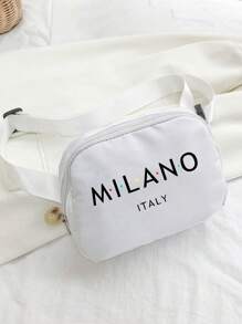 1 peça Mini bolsa transversal com estampa italiana Milano, alça ajustável, pochete com estampa italiana, pochete pequena de nylon, bolsa de armazenamento à prova d'água para esportes e fitness, bolsa transversal multifuncional, bolsa de cintura pequena, bolsa de cintura pequena com alça de ombro ajustável, adequada para compras, viagens, esportes, a melhor escolha para presente (4 cores para escolher)