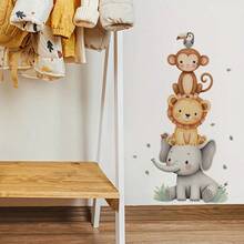 Hình dán tường động vật rừng dễ thương vẽ màu nước - Decal tự dính bằng PVC có thể tháo rời - Thích hợp trang trí phòng bé trai / phòng trẻ em / phòng trẻ sơ sinh / phòng học và dán công tắc điện. - Nhiều màu - Xem 10