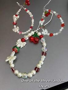 1pc Red Cherry Pendant Phone Lanyard, Phone Accessory Compatible With Camera CCD, Keychain Decor For Bags, Clothes, Designed For Women - Multicolor - View 9