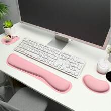 3pcs Keyboard Wrist Rest Pad, Ergonomic Mouse Pad With Wrist Support Memory Foam Non-Slip Rubber Base, Suitable For Home Office Gaming Computer Laptop To Ease Pain