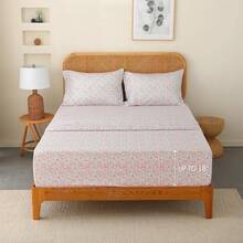 Black Sheets, Deep Pocket, 1800 Thread Count, Soft Breathable, Cute Printed Boho Farmhouse Bed Sheets, Up To 18 Inch - Pink - View 3