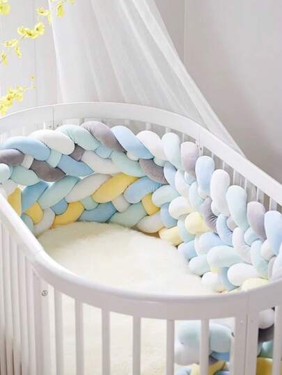 Protetor de berço de malha com cabo de 1 peça, protetor macio para recém-nascidos, simples e moderno, protetor de berço de berçário, lavável