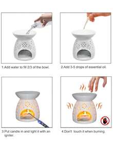 1 biały ceramiczny zestaw do topienia wosku (1 świecznik + 1 miarka do świec) z uchwytem na podgrzewacze | Kominek do olejków eterycznych | Dyfuzor do świec aromaterapeutycznych z miarką do świec, świecznik aromaterapeutyczny, ceramiczny kominek aromaterapeutyczny, uchwyt na herbatę, podgrzewacz do olejków aromaterapeutycznych, kominek do świec do jogi, kominek do herbaty i kawy na sucho do domu, impreza walentynkowa, sezonowa, świąteczna, dekoracja pokoju, wystrój domu, prezent świąteczny i dekoracja świąteczna
