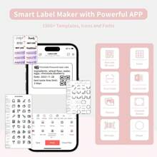 Marklife Marklife P50 Pink Thermal Label Maker, Mini Thermal Sticker Barcode Label Printer Without Ink, Suitable For Business, Home, And Office Use, Compatible With Android And Apple Systems, With 1 Roll Of 1.57*1.18inch White Label Paper