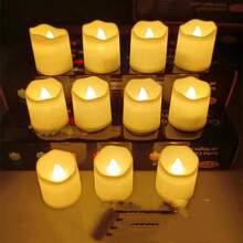 24 velas deseos sin llama, velas eléctricas parpadeantes sin llama, luz de té LED, blanco cálido, adecuado para boda, mesa, Halloween, decoración navideña