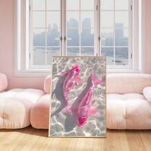 1 buc/set Artă abstractă estetică roz Koi Poster și imprimare, pictură modernă pe pânză Koi pentru decor dormitor living, pictură retro pe pânză, cadou de artă murală pe pânză, fără ramă inclusă - Multicolor - Vizualizare 5