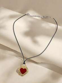 1 pieza Collar con colgante de cerradura de corazón y cadena, estilo vintage europeo de estilo real, adecuado para vestidos de fiesta, eventos formales y reuniones festivas
