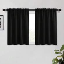 Local Delivery Black Blackout Curtains 63 Inch Length, Room Darkening Thermal Insulated Noise-Reducing Black Out Curtains For Bedroom Living Room Windows, Back Tab Rod Pocket, W52 X L63 Inches, 2 Panels - 黑色 - 查看 8