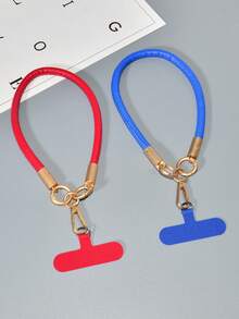 1pc Leather Short Phone Lanyard Wristband, Fashionable High-End Outdoor Wrist Strap, Keychain Sturdy Lanyard Gifts For Mother, Family, Friends, Birthday, Holiday Phone Charm, Phone Chain