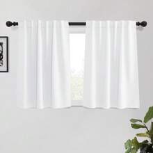 Local Delivery Black Blackout Curtains 63 Inch Length, Room Darkening Thermal Insulated Noise-Reducing Black Out Curtains For Bedroom Living Room Windows, Back Tab Rod Pocket, W52 X L63 Inches, 2 Panels - 白色 - 查看 8