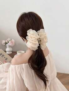 1 件优雅面料分层蝴蝶结发夹，淑女高端时尚配饰，适合日常穿着、通勤、学校、轻商务、约会、街头拍摄，凸显女性魅力发饰时尚发夹秋冬度假装女士 - 黑色 - 查看 9