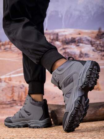 New 2025 Autumn/Winter Professional Hiking Boots For Men & Women, Black Outdoor Trekking Shoes With Thick Sole, Anti-Skid, Lace-Up, Breathable, Waterproof, Shock-Absorbing Casual Sneakers For Couples