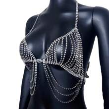 1 Stück Bikini mit kristallbesetzter Körperkette, sexy geeignet für Nachtclub & Strand
