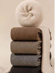 1/2/3双装女士过膝袜，纯色加厚保暖内衬，秋冬季保暖舒适，适合学生和成人穿着（多种颜色组合可选）圣诞礼物