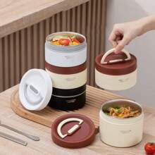 Cutie de prânz Bento din oțel inoxidabil cu 4 straturi, capacitate mare, cu capac și geantă, recipient încălzitor potrivit pentru cuptorul cu microunde, 1 set cutie de prânz termică reutilizabilă, etanșă, pentru adulți/studenți/angajați la birou/picnicuri și camping, potrivită pentru supă/mâncare/fructe