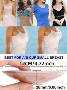 2 Pairs Invisible Adhesive Strapless Silicone Bra Inserts, Cleavage Push-Up Bras For Backless Dresses, Enhance Small/Flat Chest, Thickened Palms Cup Breast Petals