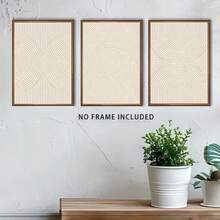 3 件现代抽象几何帆布墙面艺术套装 - 无框简约海报，适用于卧室、客厅装饰 - 现代艺术印刷品，适用于家庭、办公室和活动装饰 - 送礼佳品 - 彩色 - 查看 6