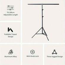 NEWKS T-Shape Backdrop Stand 6.5x4.9FT, Adjustable Background Stand Kit Sturdy Photo Green Screen Holder With 2 Spring Clamps & Carry Bag For Party, Photography, Video